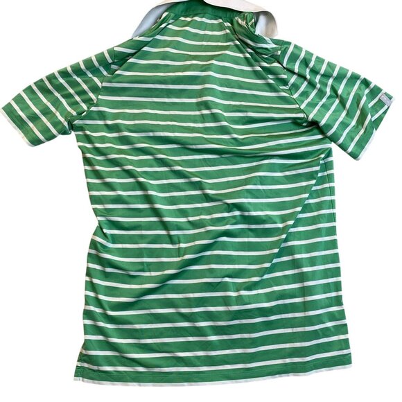 Ralph Lauren RLX Women's Polo Shirt Medium Short Sleeve Green White Striped Y2K - Picture 2 of 7
